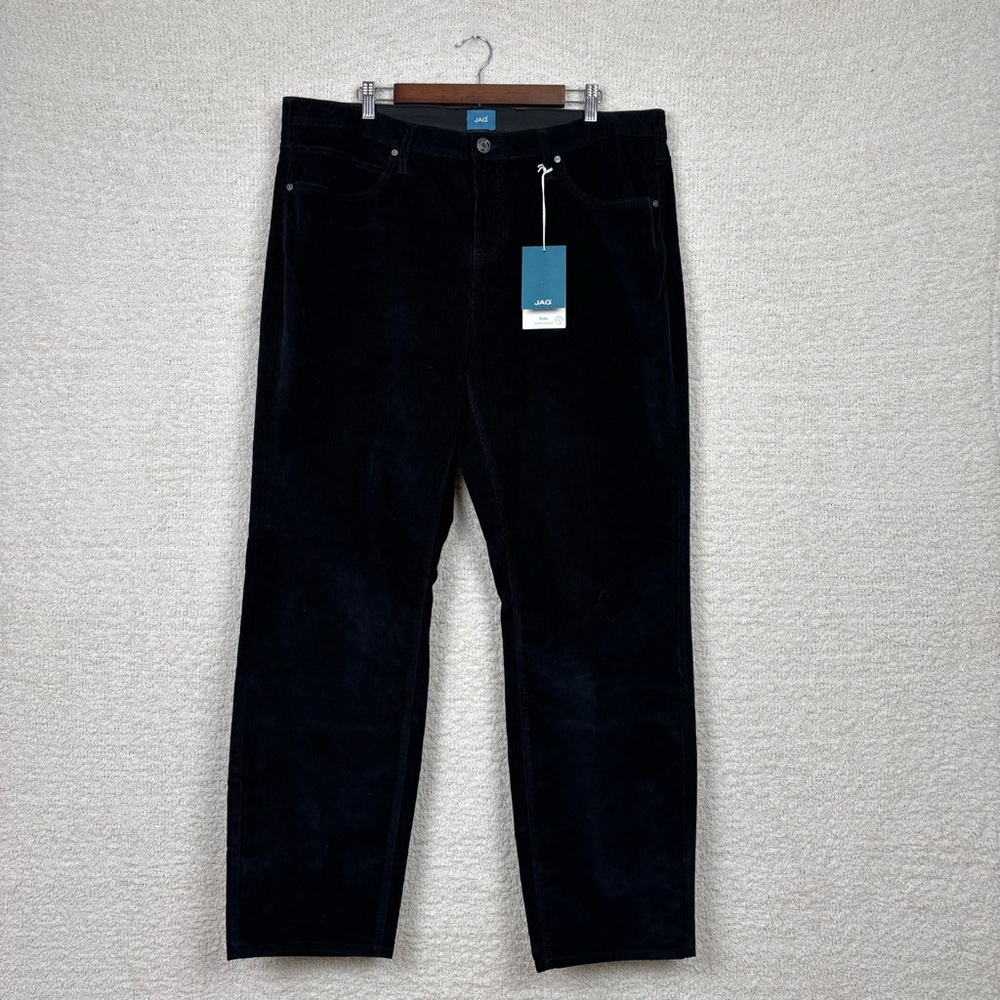 JAG Pants Womens 22W Black Ruby Mid Rise Straight Leg Corduroy Elastic Waistband